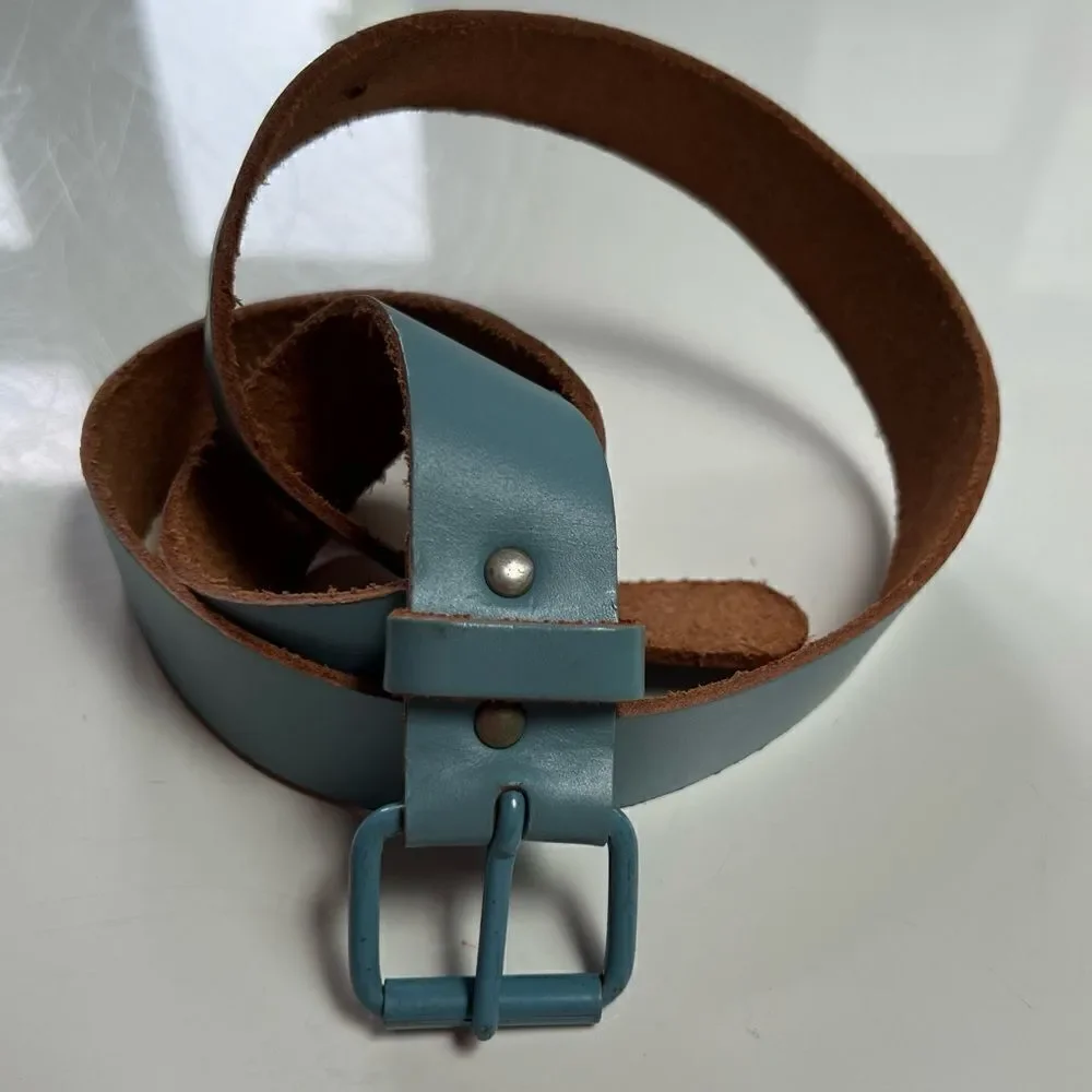 Vintage Baby Blue Made in Italy Genuine Leather Belt